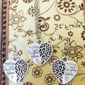 Mother and Daughter Forever Necklace And Earrings